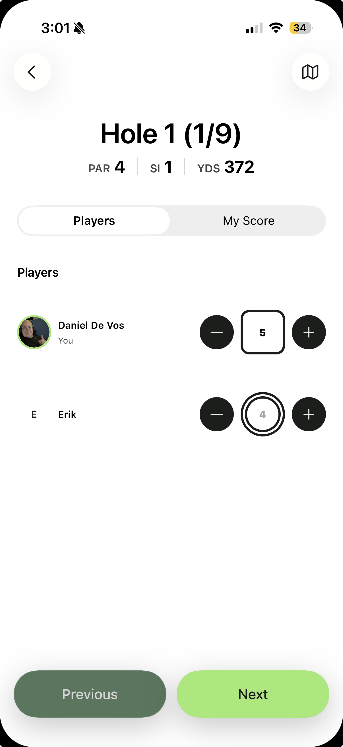 GolfGappies scoring screen
